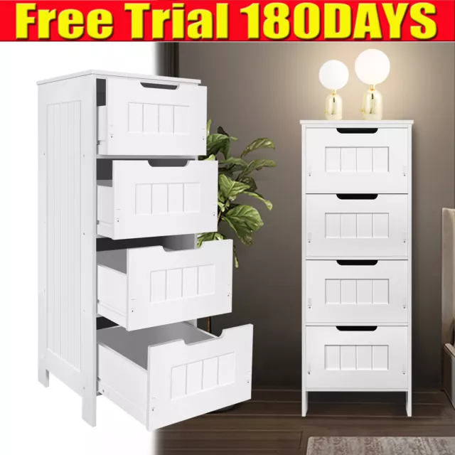 2024 New 4 Tier Maize Basket Bathroom White Storage Unit Wicker Drawer Cabinet