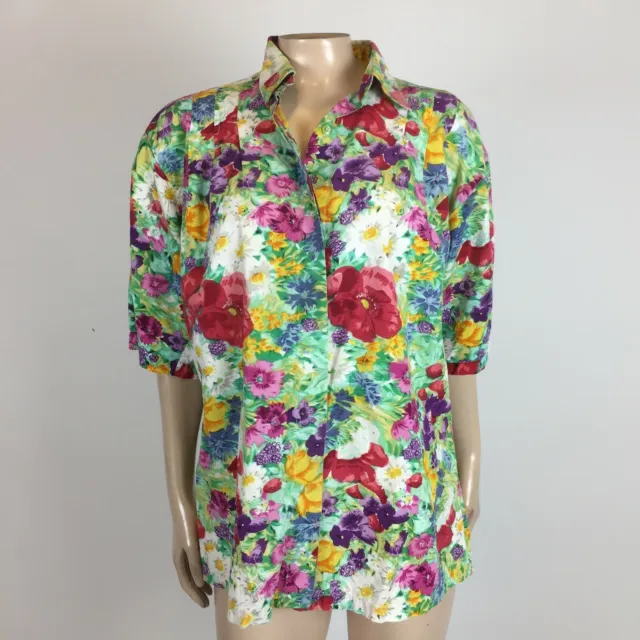 Vintage 80's 90's Paris Sport Club Women's Shirt Medium Cotton button S/S Uu14