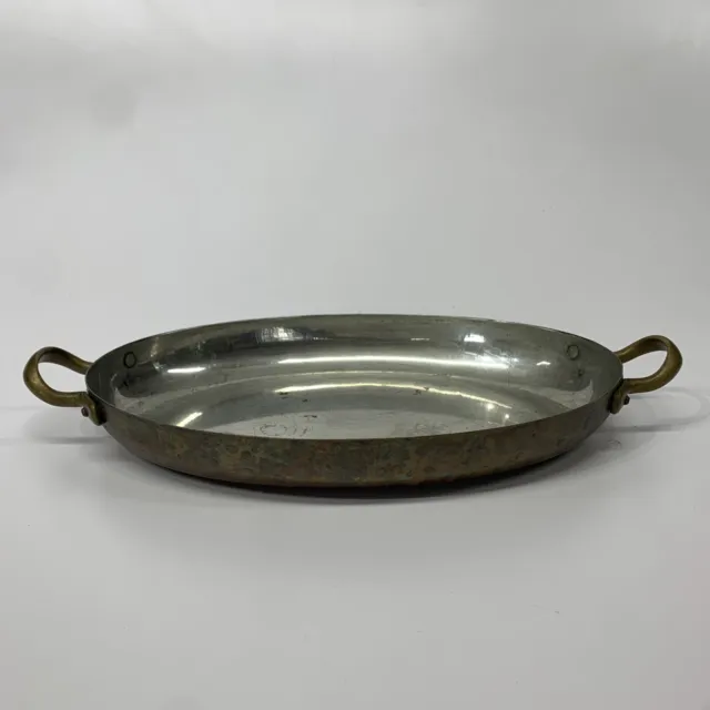 VINTAGE DOURO B & M COPPER OVAL FISH 2 Handle PAN MADE IN PORTUGAL - 8”x12”
