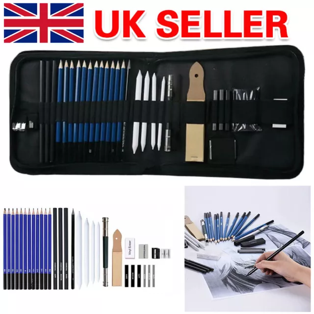 33Pcs Professional Artist Pencils Set Drawing Sketching Art Kit For Adult Kids.