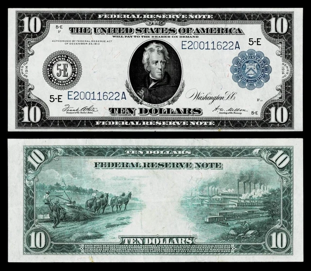 1914 $10 Federal Reserve Large Size Note ~RICHMOND,VA ~ EXTRA FINE
