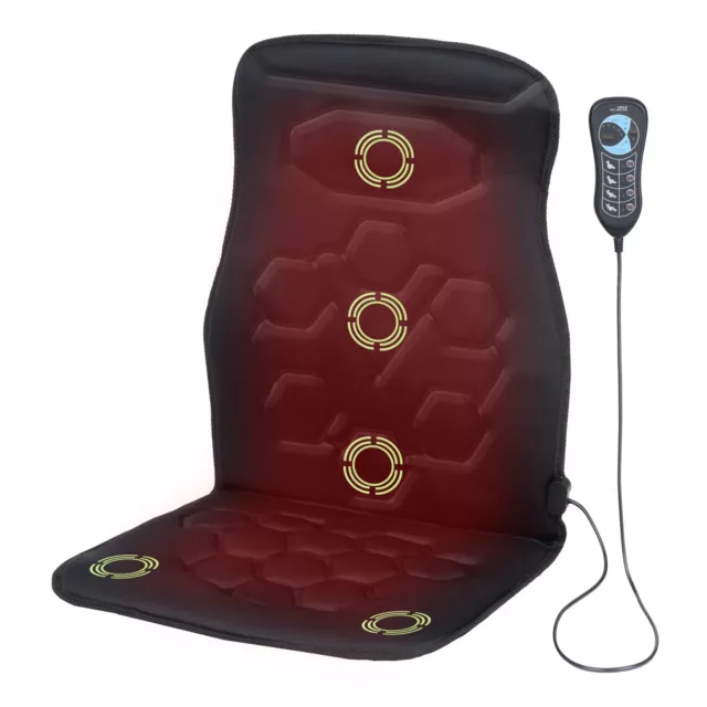 Heated Car Seat with Back Massager Remote Control Van Home Massage Chair Cushion 2