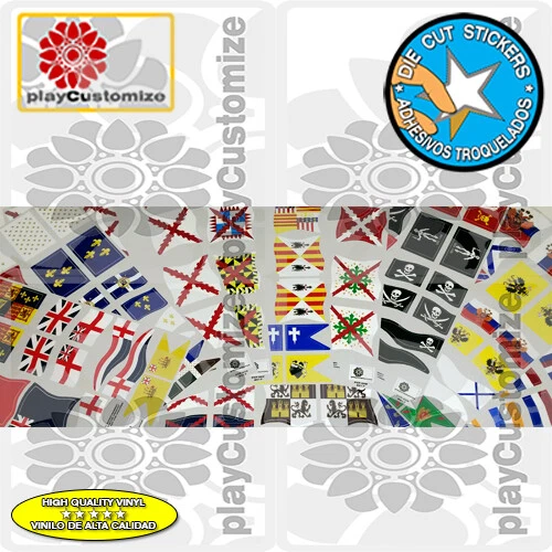 Autocollants Drapeaux Du XVIIIe Siècle Pour Playmobil - Stickers Décoration Chevaliers Et Châteaux