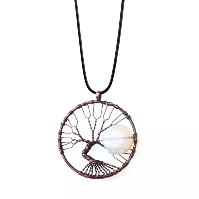 Syn.Opalite Retro Tree of Life Necklace Natural Stone Necklace Healing Choker