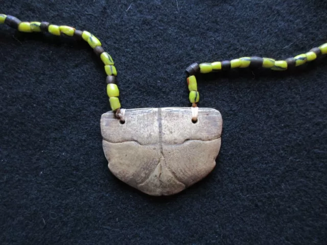 Rare Native American Hand Engraved Gorget On Trade Bead Necklace,  Pe-0523*07461