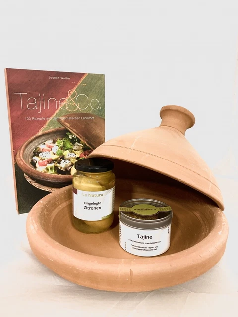 Paquete de regalo para principiantes Tajine 4 piezas con libro "Tajine&Co." y Aladin Tajine