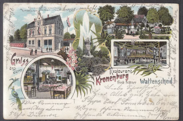 e5126. Litho Bochum Wattenscheid, Restaurant Kronenburg 1903