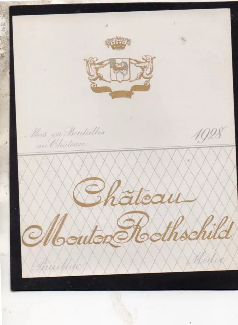 Pauillac 1Er Gcc Etiquette Chateau Mouton Rothschild 1928   §06/09/22§