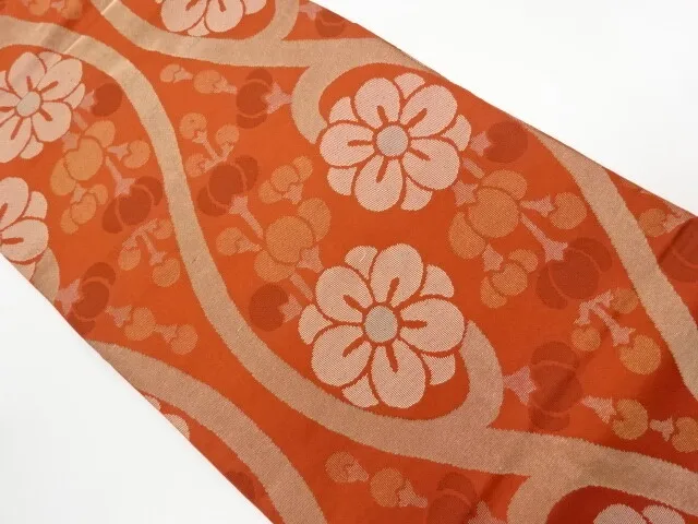 5823887: Japanese Kimono / Vintage Nagoya Obi / Woven Ume Blossom & Tatewaku Pat