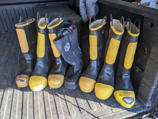 LOT of 7 non matching Firefighter Boots Sizes 10-11.5