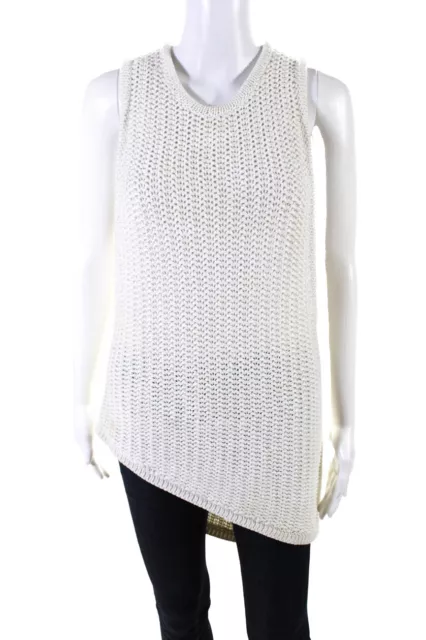 Helmut Lang Women's Tucked Cord Cotton Tank White Size S