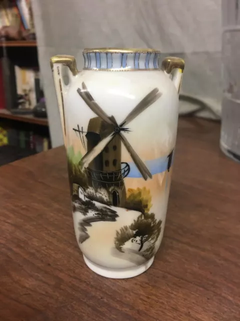 Vintage Hand Painted 5" Vase Windmill Made in Japan