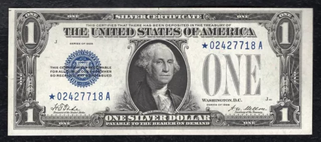 Fr. 1600* 1928 $1 One Dollar *Star* “Funnyback” Silver Certificate Uncirculated