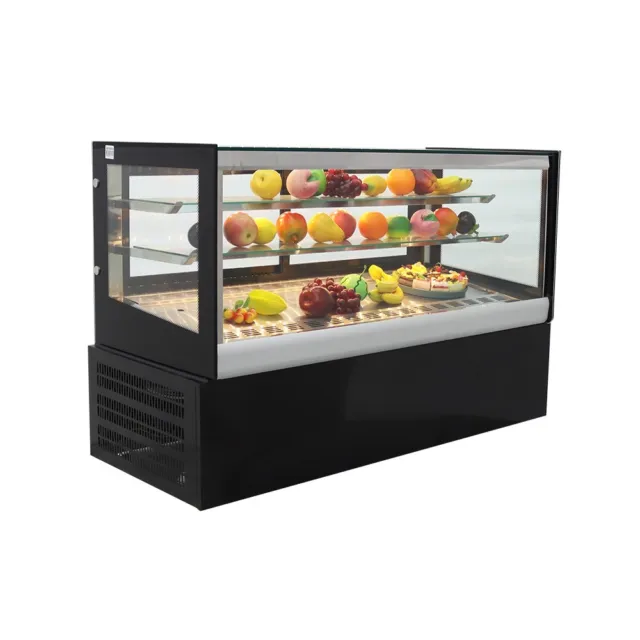 3 Layers Refrigerated Showcase Cake Display Cainet 220V Cubed Glass Opened Back
