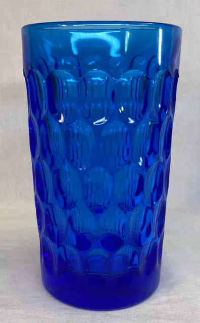 Fenton Art Glass Colonial Blue Thumbprint Water Tumbler Glass  Pre Logo 3