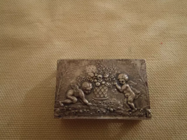 Antique German Hanau 800 Silver Cherubs Matchbox Holder Schleisnerr & Söhne