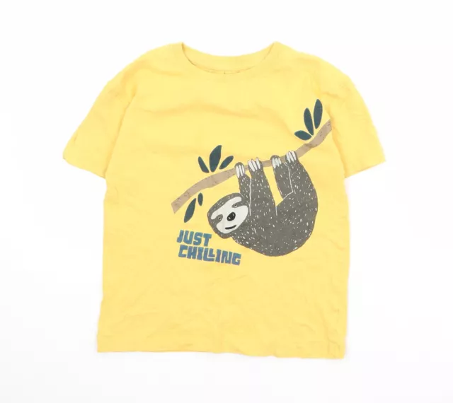 John Lewis Jungen gelb 100 % Baumwolle Basic T-Shirt Größe 9 Jahre Rundhals Pullove