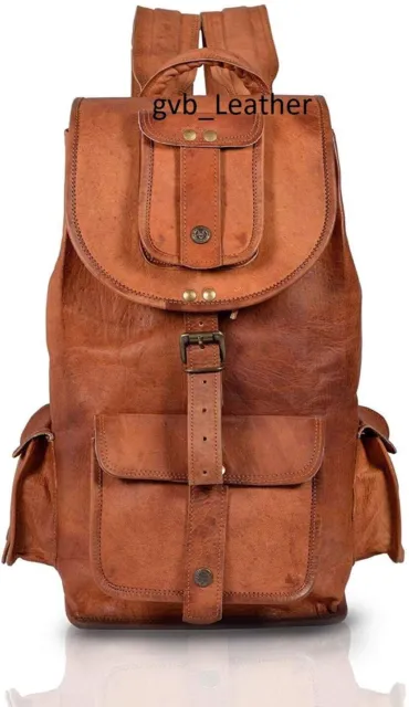 Mochila de viaje de cuero genuino estilo vintage de 16 ", mochila, bolso...