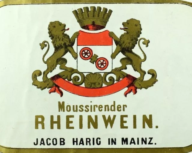 1870's-80's Moussirender Rheinwein Jacob Harig Wine Bottle Label Original F101