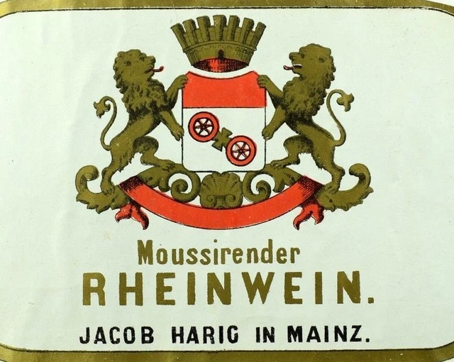 1870's-80's Moussirender Rheinwein Jacob Harig Wine Bottle Label Original F101