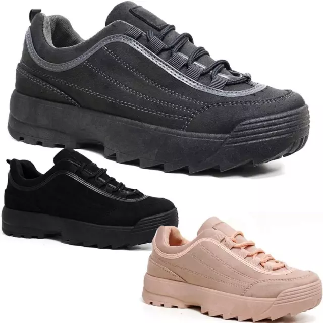 Ladies Womens Chunky Dad Trainers Slip On Sports Gym Running Sneakers Shoes Size