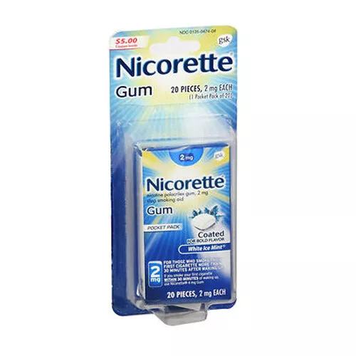 Nicorette Nicotina Polacrilex Goma Blanco Hielo Menta 20