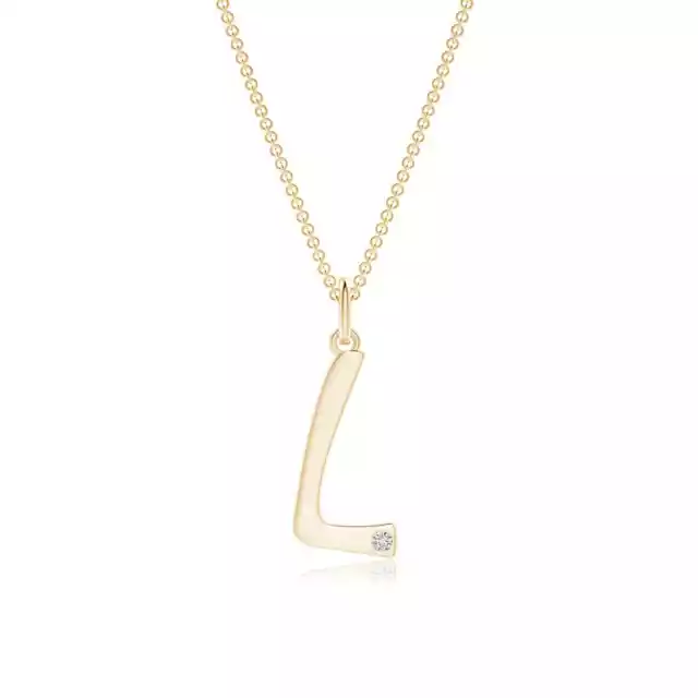 Angara Natural 1.5mm Diamond Initials Pendant Necklace in 14K Yellow Gold