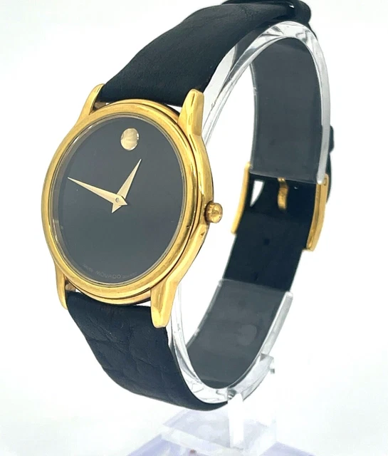 Movado Museum Gold Tone Quartz w/ Black Dial Wrist Watch  87.A2.883