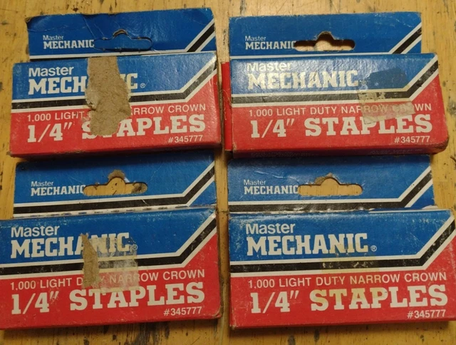 Master Mechanic Light Duty 1/4" Staples Arrow JT-21 Bostitch - 1000 ct. Lot of 4