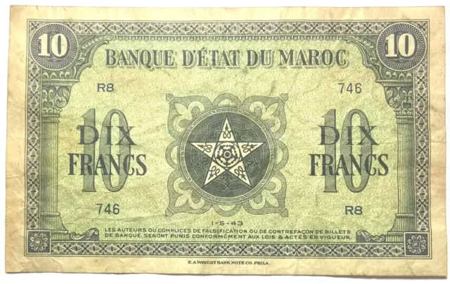 Morocco  10  Francs 1-5-1943