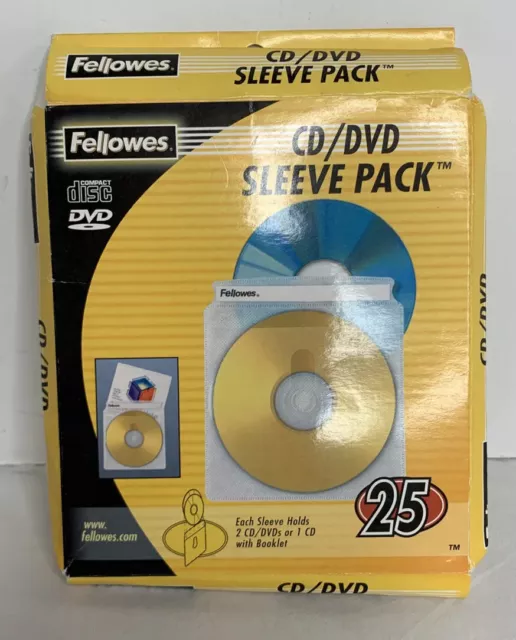 Fellowes CD/DVD Storage Sleeves Open Box 24 with Label Sheets Music Data 90661