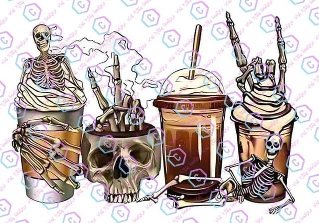 Scary Halloween Coffee transfer designs ready to press