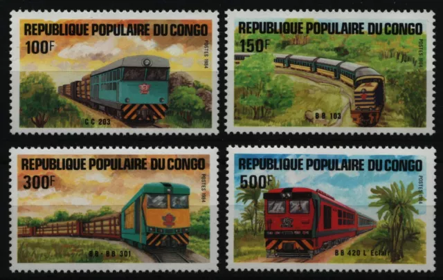 Kongo-Brazzaville 1984 - Mi-Nr. 963-966 ** - MNH - Eisenbahn / Trains