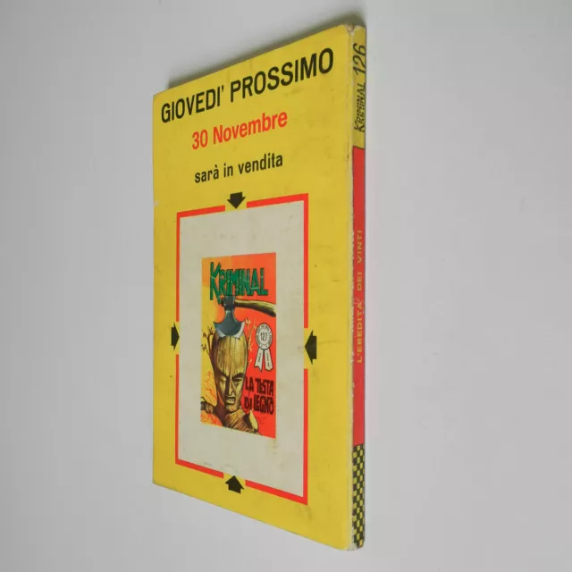 Kriminal n. 126 ed. Corno originale Anno 1967 L’eredità dei vinti 3