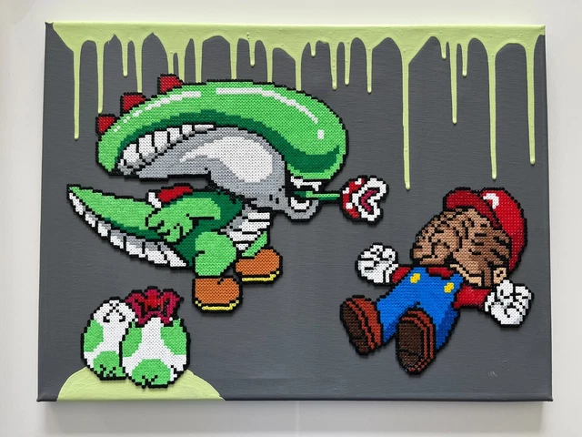 Tableau Pixel Art Fait Main - Krusty Le Clown En Penny Wise - Perles à Repasser
