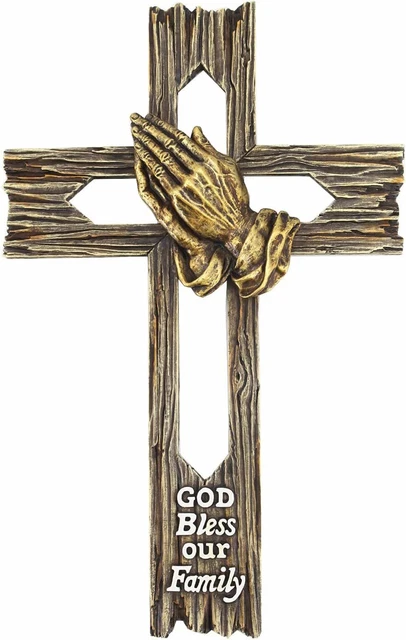 Comfy Hour Faith and Hope Collection God Bless Our Family, Praying Hand Faux