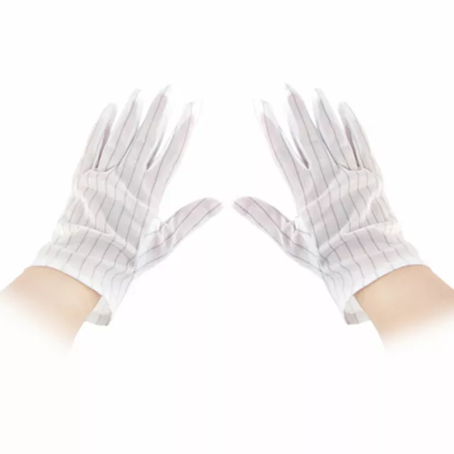 Size M White Elastic Anti-static Gloves 5 Pairs for Workers