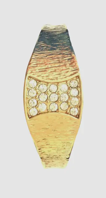New Gold Tone Crystal Rhinestone Hinged Bangle Bracelet