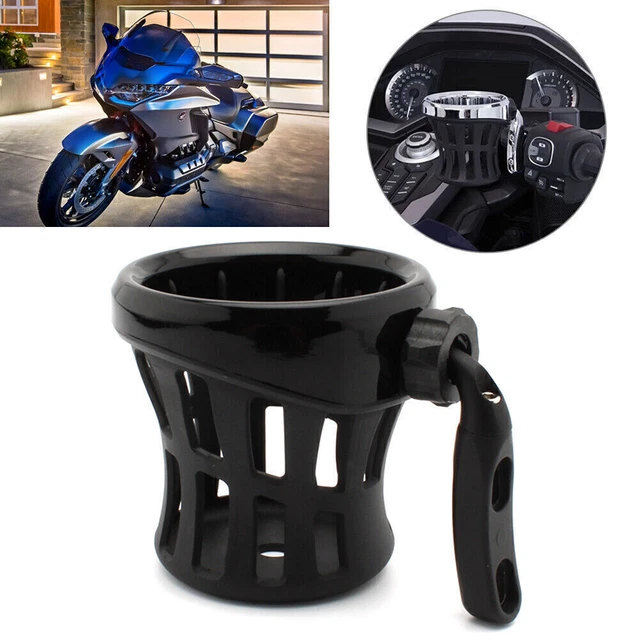 Universal Motorcycle Handlebar Cup Holder Drink W/ Mesh Basket Mount Fit Harley