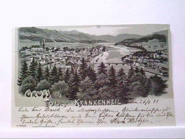 AK Bad Tölz in Bayern, Gruss aus Tölz und Krankenheil, Mondschein Litho.