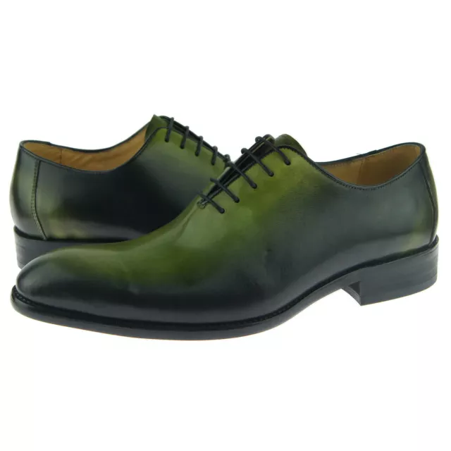 Carrucci Burnished Wholecut Oxford, Men's Dress Leather Shoes, Green