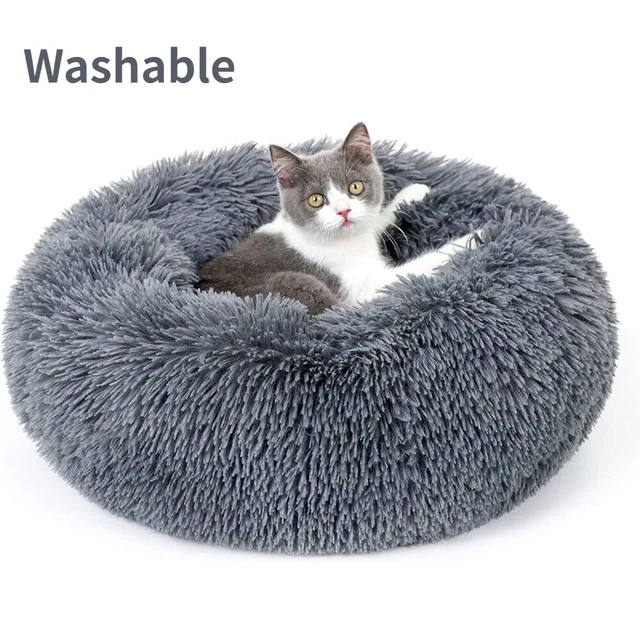 Rabbitgoo Pet Dog Cat Bed Fluffy Round Soft Plush Donut Cuddler Cushion 20/24"