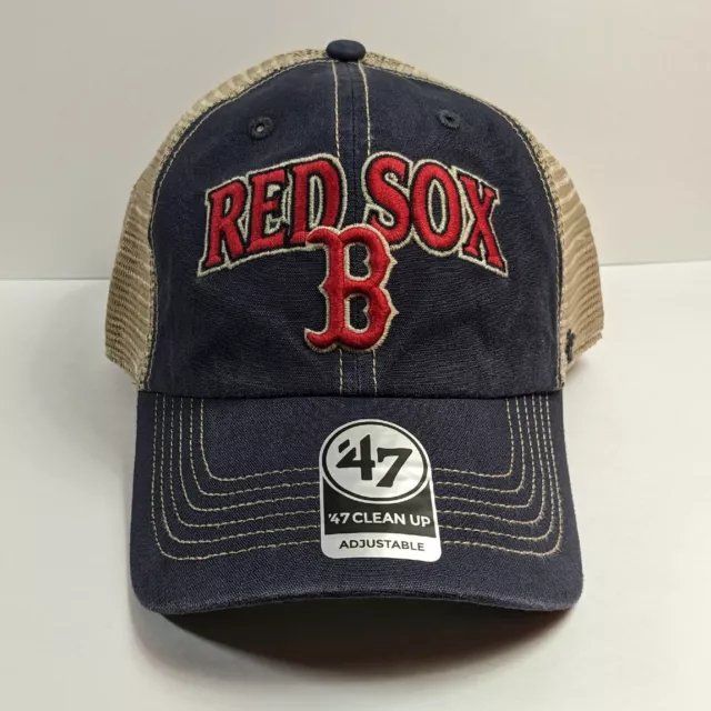 Boston Red Sox Trucker Hat 47 Brand Clean Up Adjustable Mesh Snapback MLB