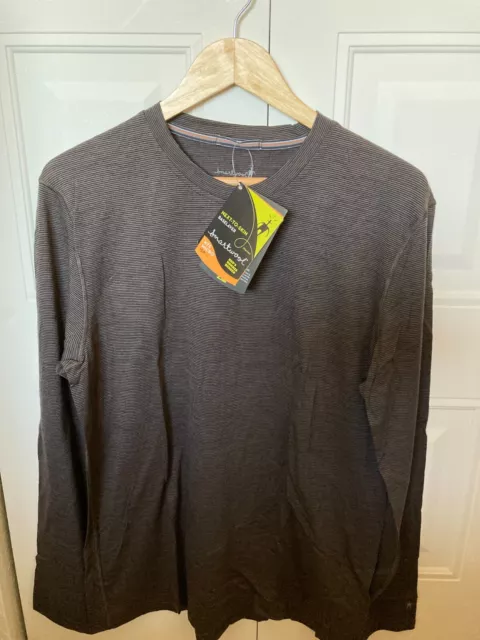 NWT Smartwool NTS Micro 150 100% Merino Pattern Baselayer Crew.  Large.  Taupe