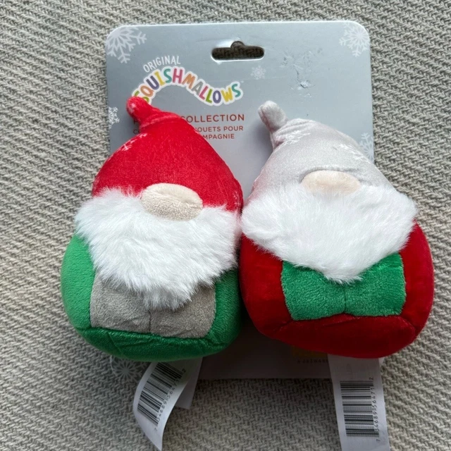 Kellytoy Squishmallow Pet Collection Set of 2 Holiday Gnomes Dog Toys NWT
