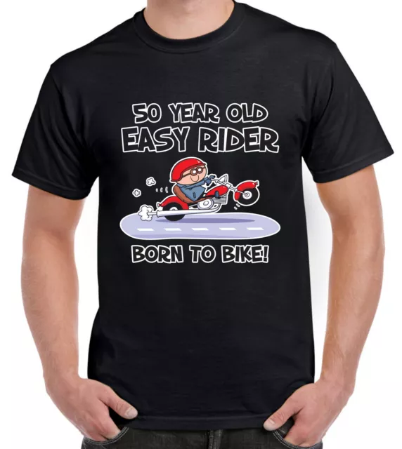 50 YEAR OLD EASY RIDER 50TH BIRTHDAY T-SHIRT - Gift Present Biker Motorbike Bike