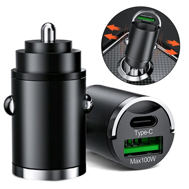 Caricabatterie per auto nero versatile e compatto tipo C QC3 0 con ricarica rapida