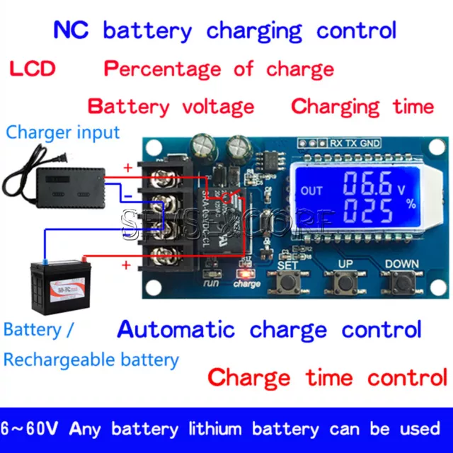 6V-60V 10A Lithium Battery Charge LCD Display NC Control Module Protection Board 3