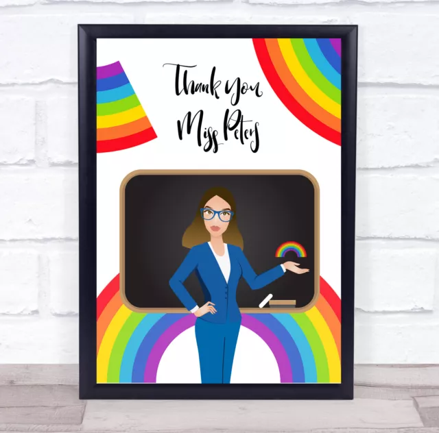 Thank You Teacher Personalised Rainbow Smart Wall Art Print