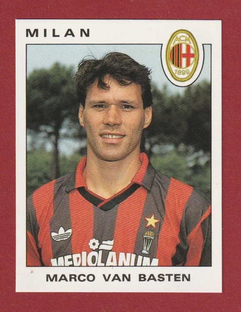Figurine Panini 1990/91 N°221 – Marco Van Basten (Milan) – Avec Velina Adesiva – Récupérée